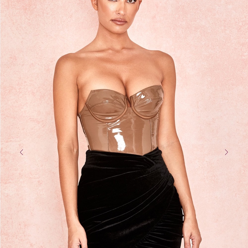 House of CB Tan and Black Bodysuit NWT